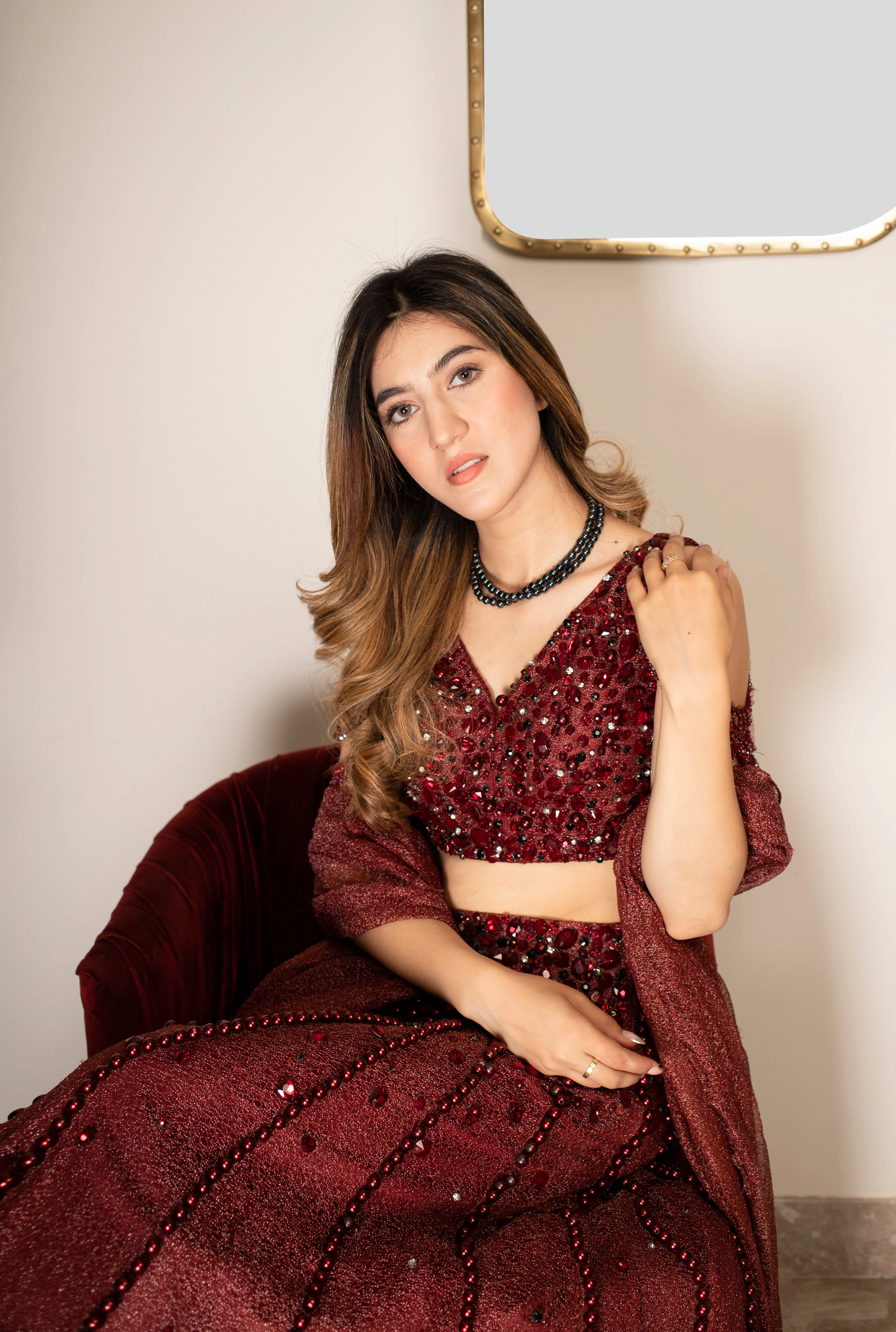 Ruby Rhinestone Lehenga - Image 6