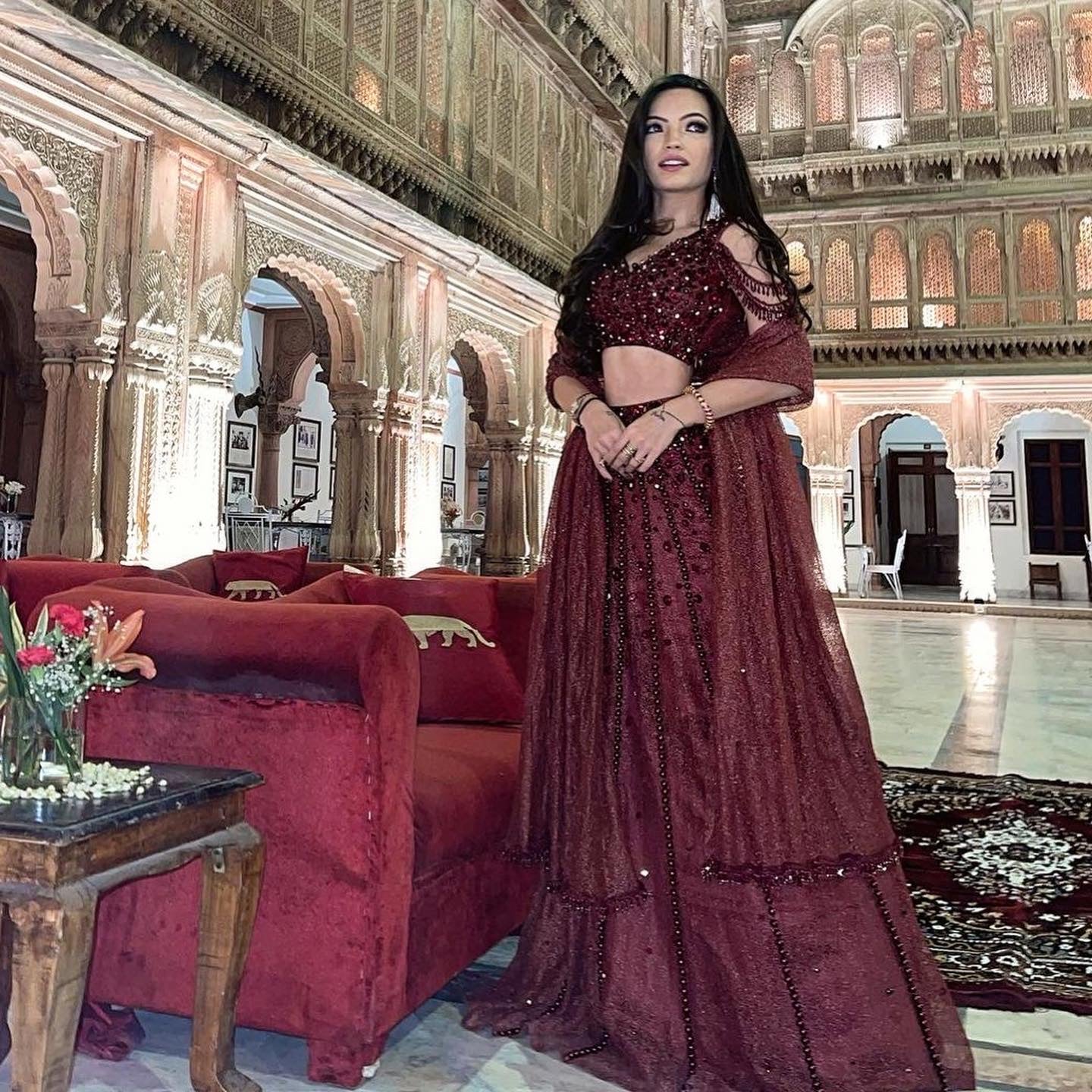 Ruby Rhinestone Lehenga - Image 9