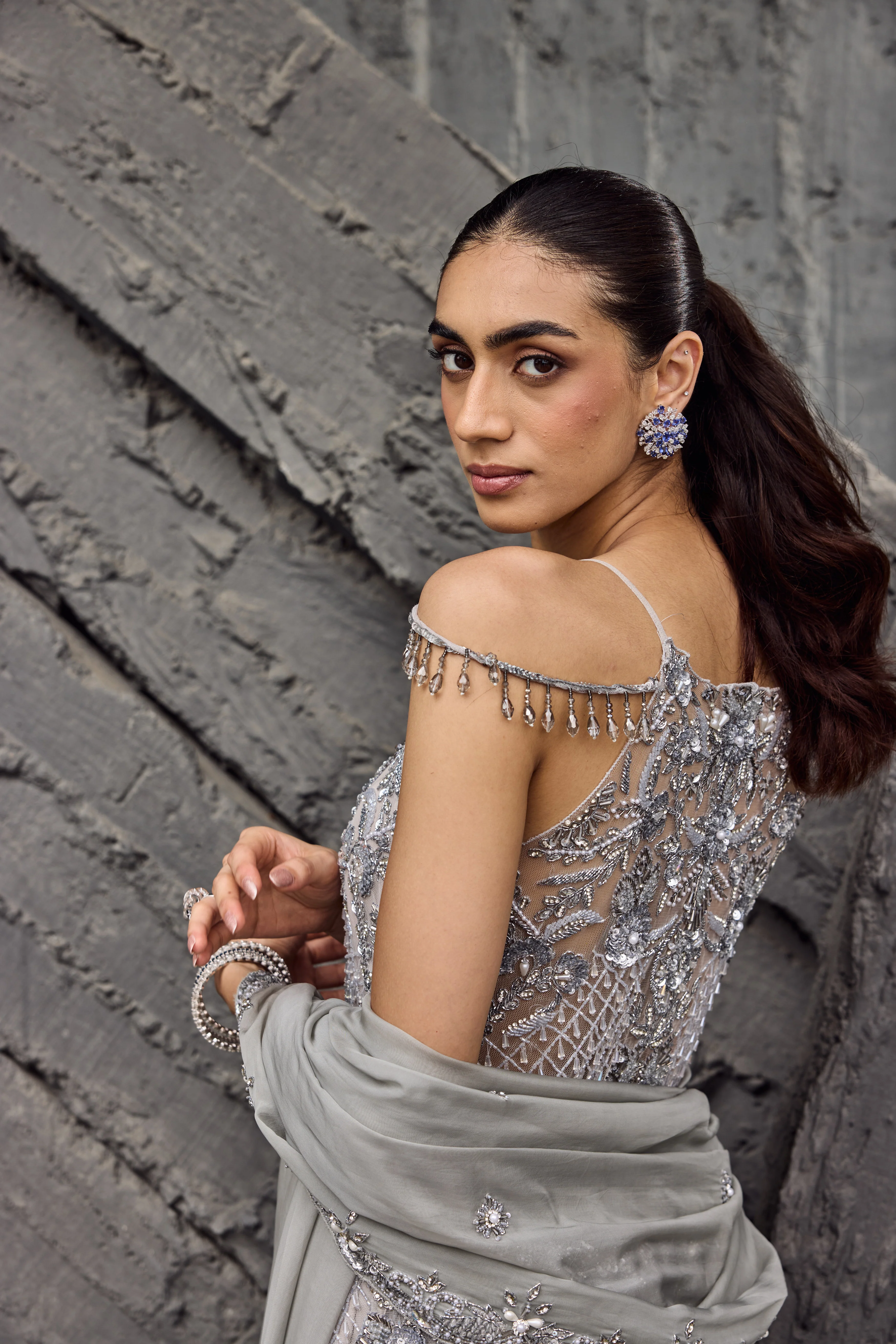 Silver sparkle sharara set - Image 5