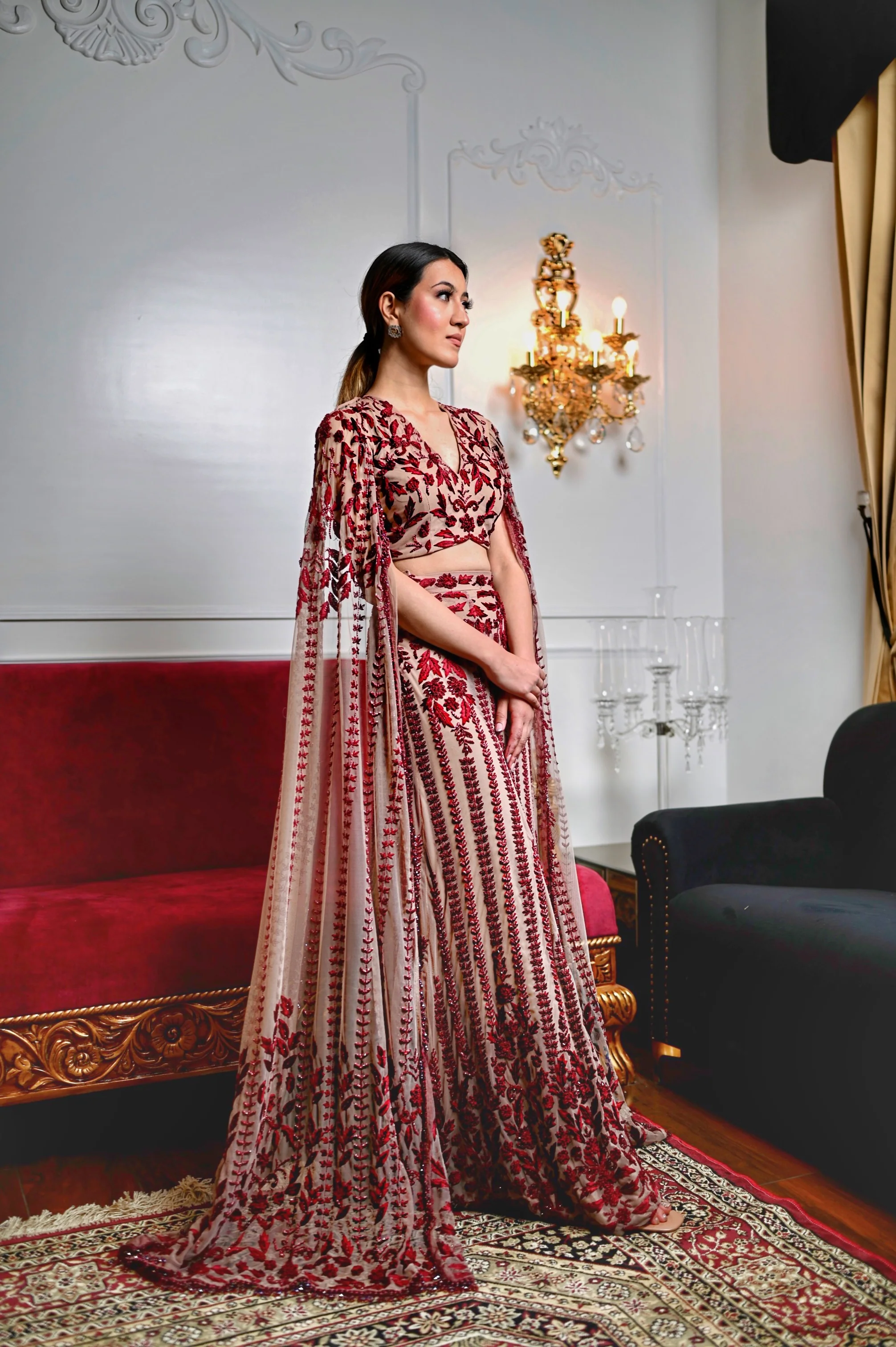 Tales of Spring - Red Thread Lehenga - Image 3