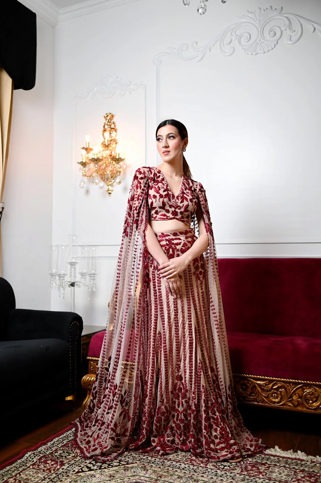 Tales of Spring - Red Thread Lehenga - Image 8