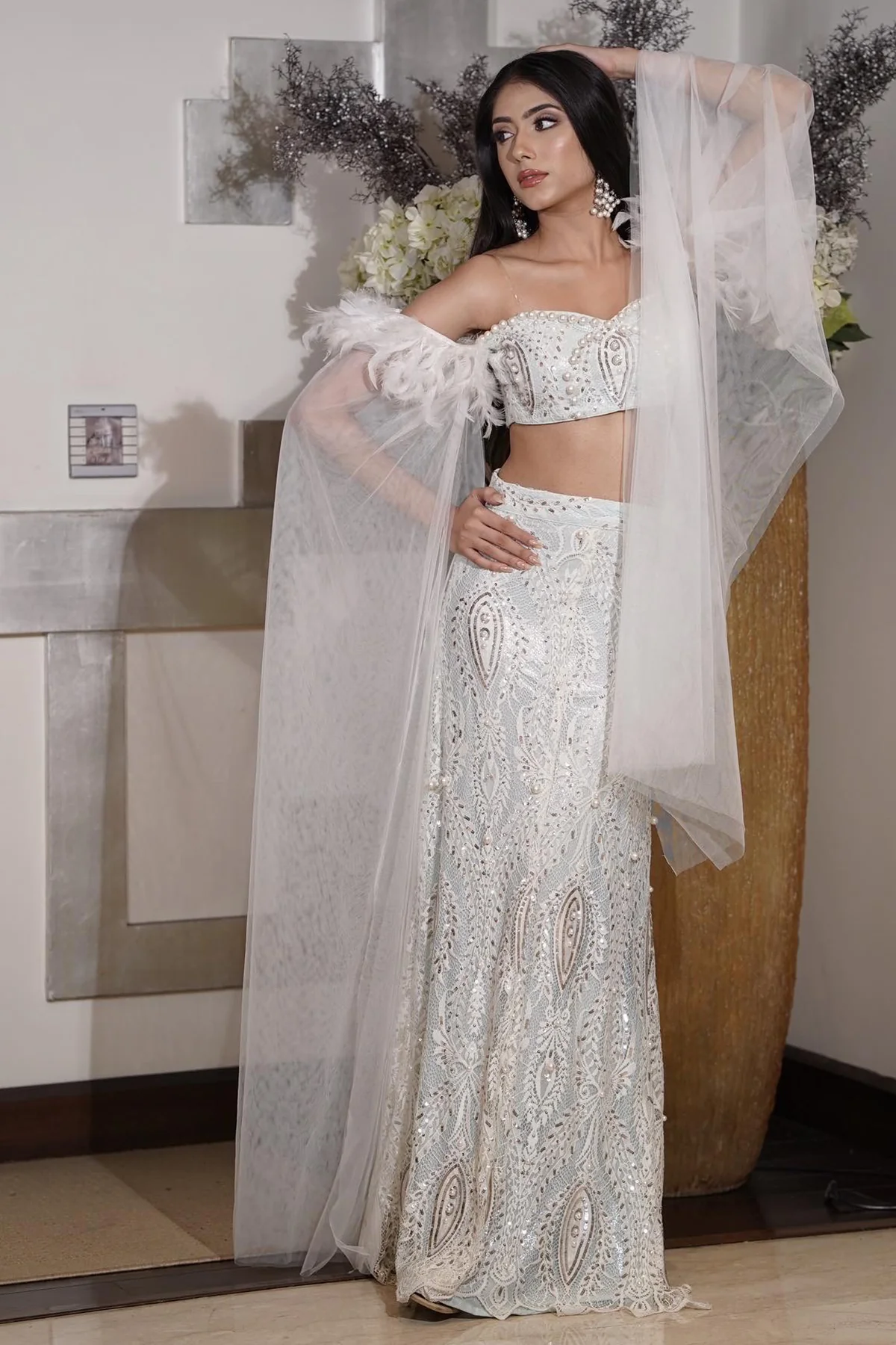White Lace & Sequin Lehenga - Image 10