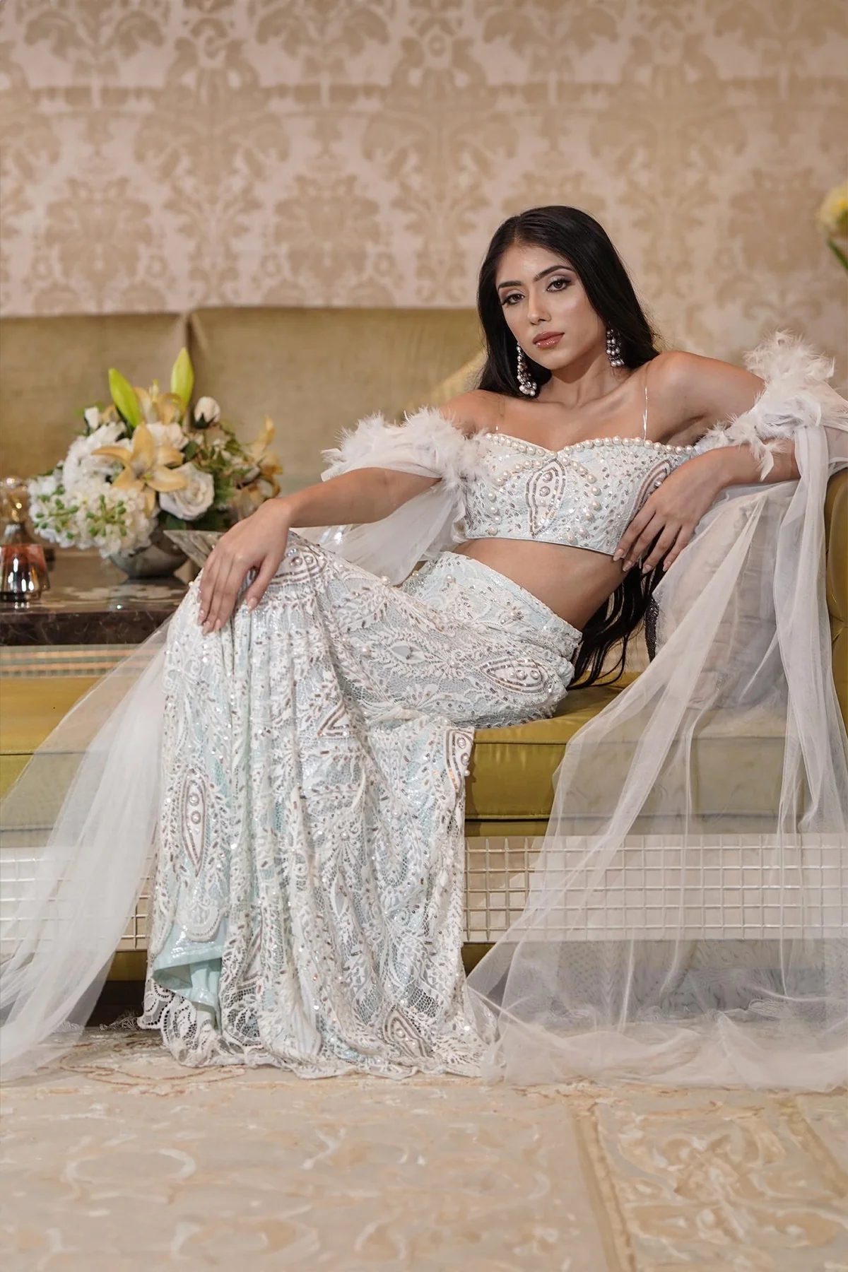 White Lace & Sequin Lehenga - Image 3