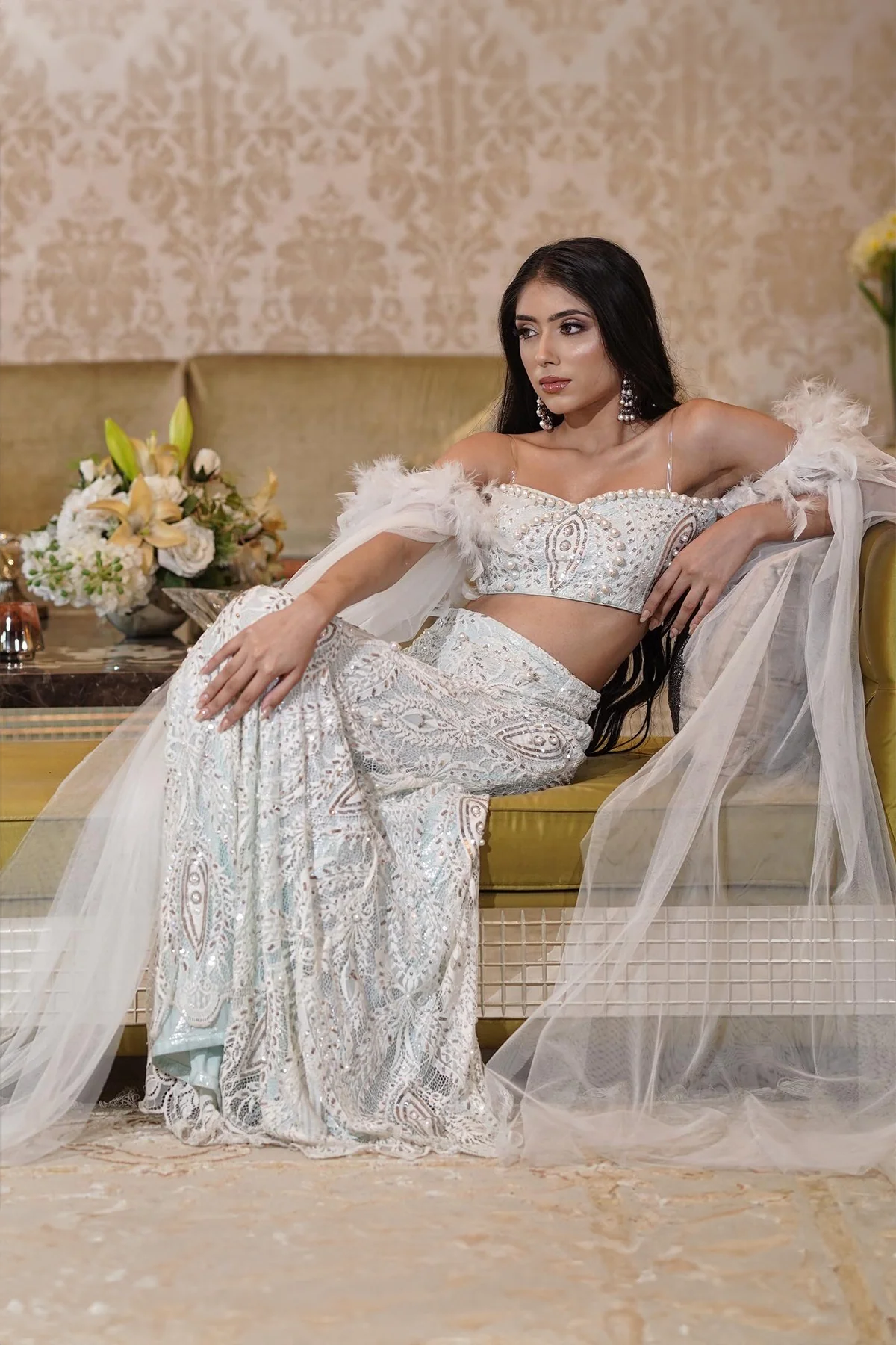 White Lace & Sequin Lehenga - Image 5