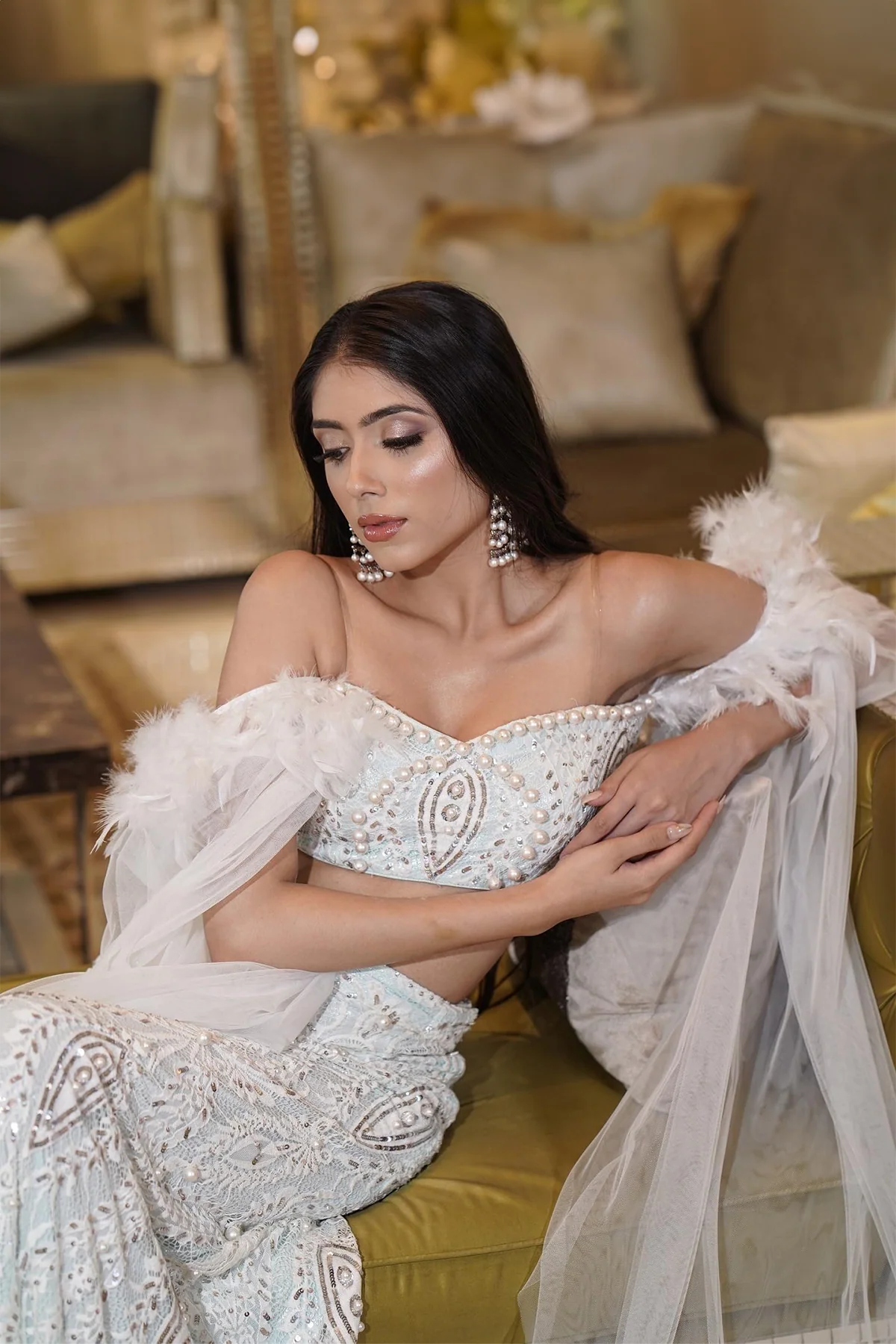 White Lace & Sequin Lehenga - Image 6