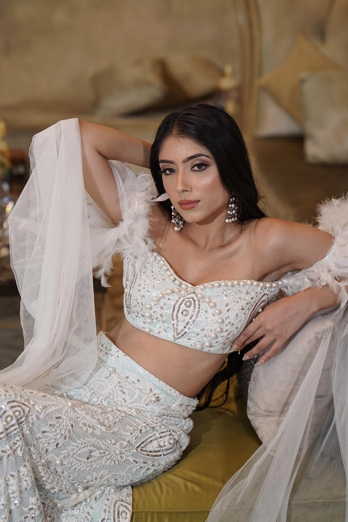 White Lace & Sequin Lehenga - Image 7